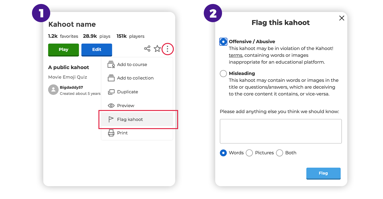 Safety guide for content on Kahoot! Kahoot! Trust Center